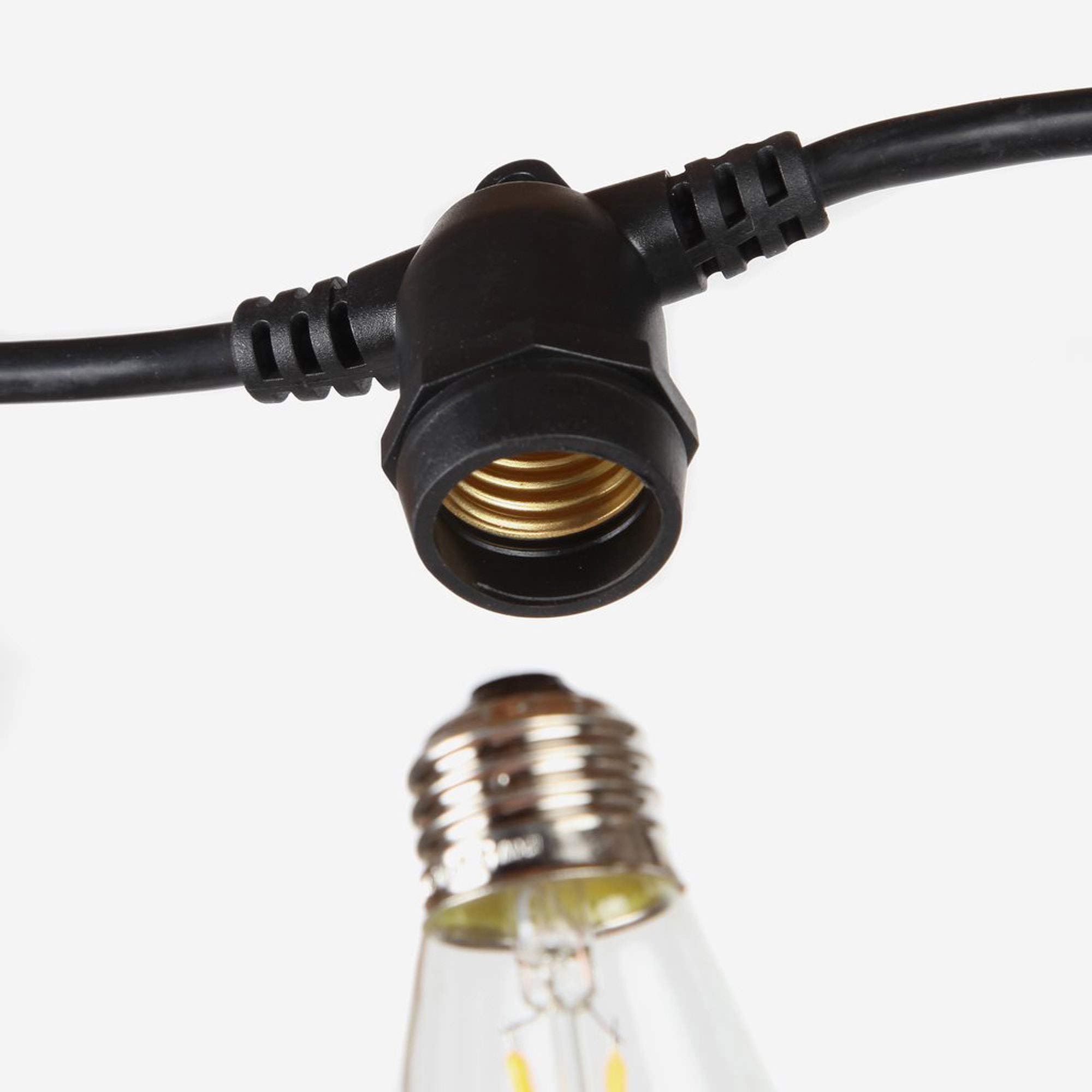 KS Verlichting Außenbeleuchtung Patio 20 Meter Lichterkette inkl. 24 LEDs Warmweiß E27 IP44