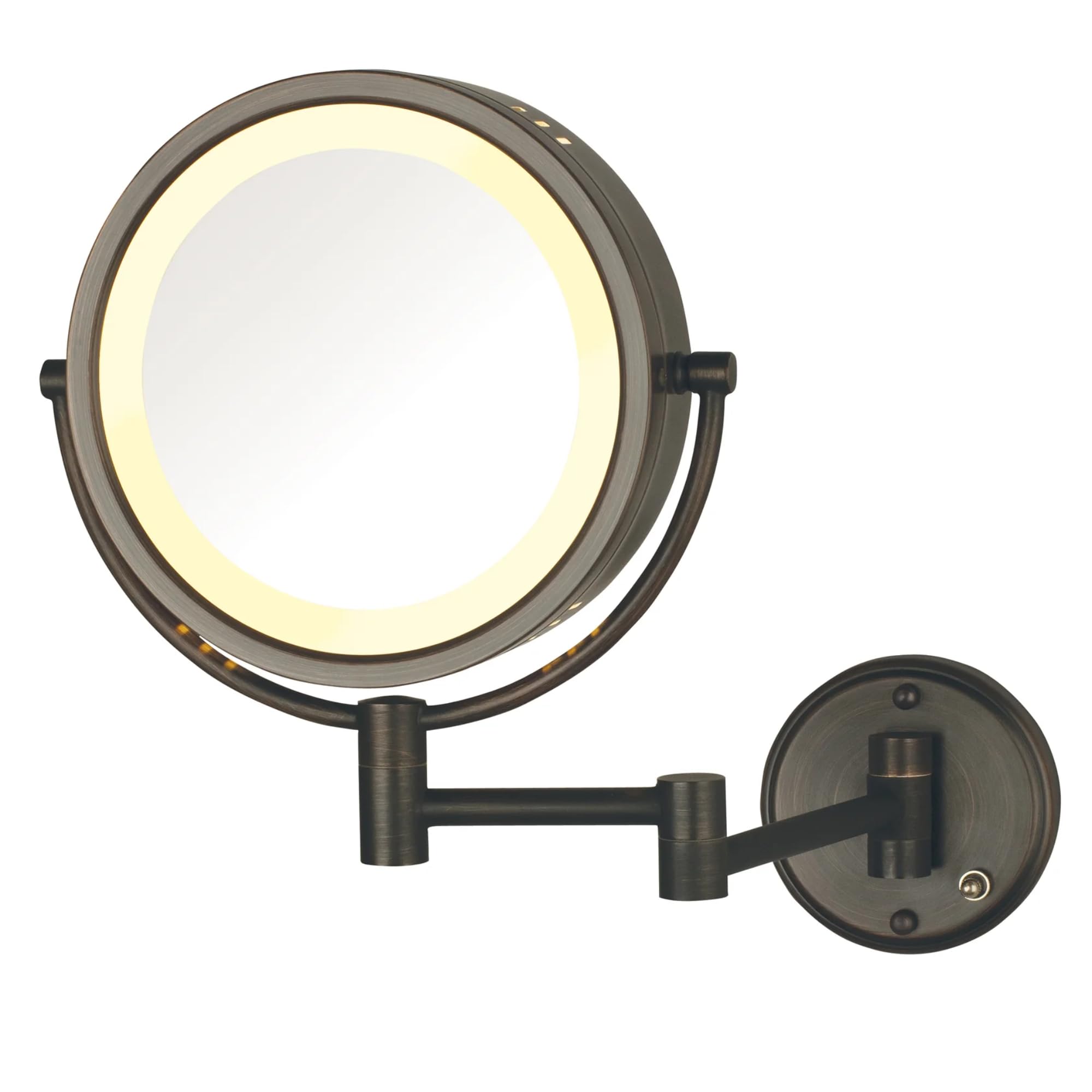 JERDON Two-Sided Wall-Mounted Makeup Mirror with Lights - Direct-Wired Lighted Makeup Mirror with 8X Magnification - 8 5-inch