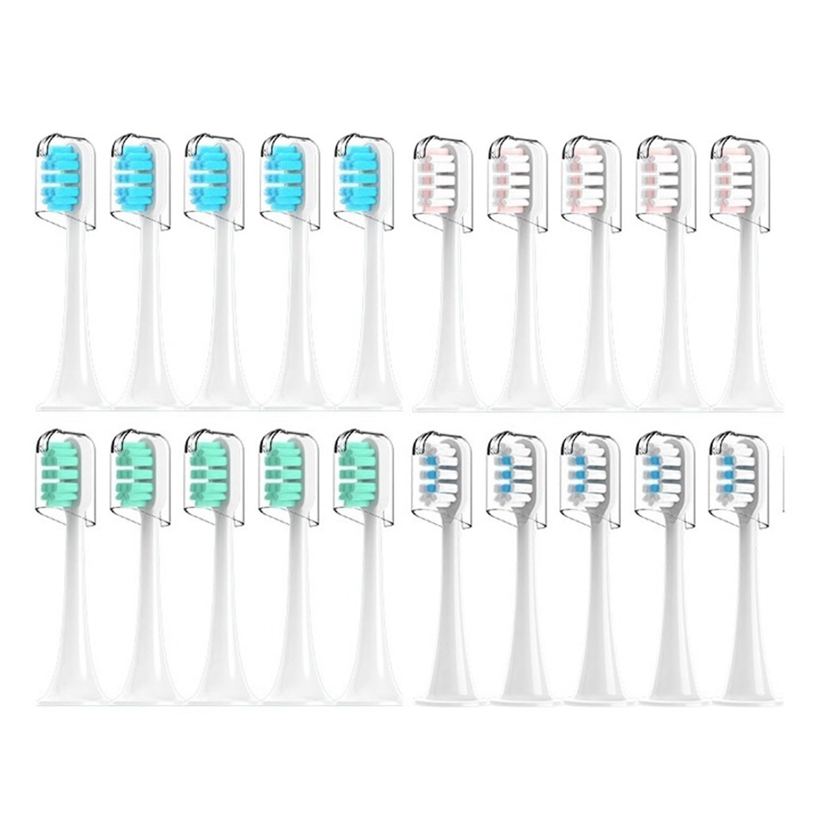 Cabezales, compatible con xiaomi, Mijia T300 T500 T700 | Cabezales para cepillo dental sónico, cerdas suaves, tapa antipolvo, empaque al vacío, niños(10White10Blue)