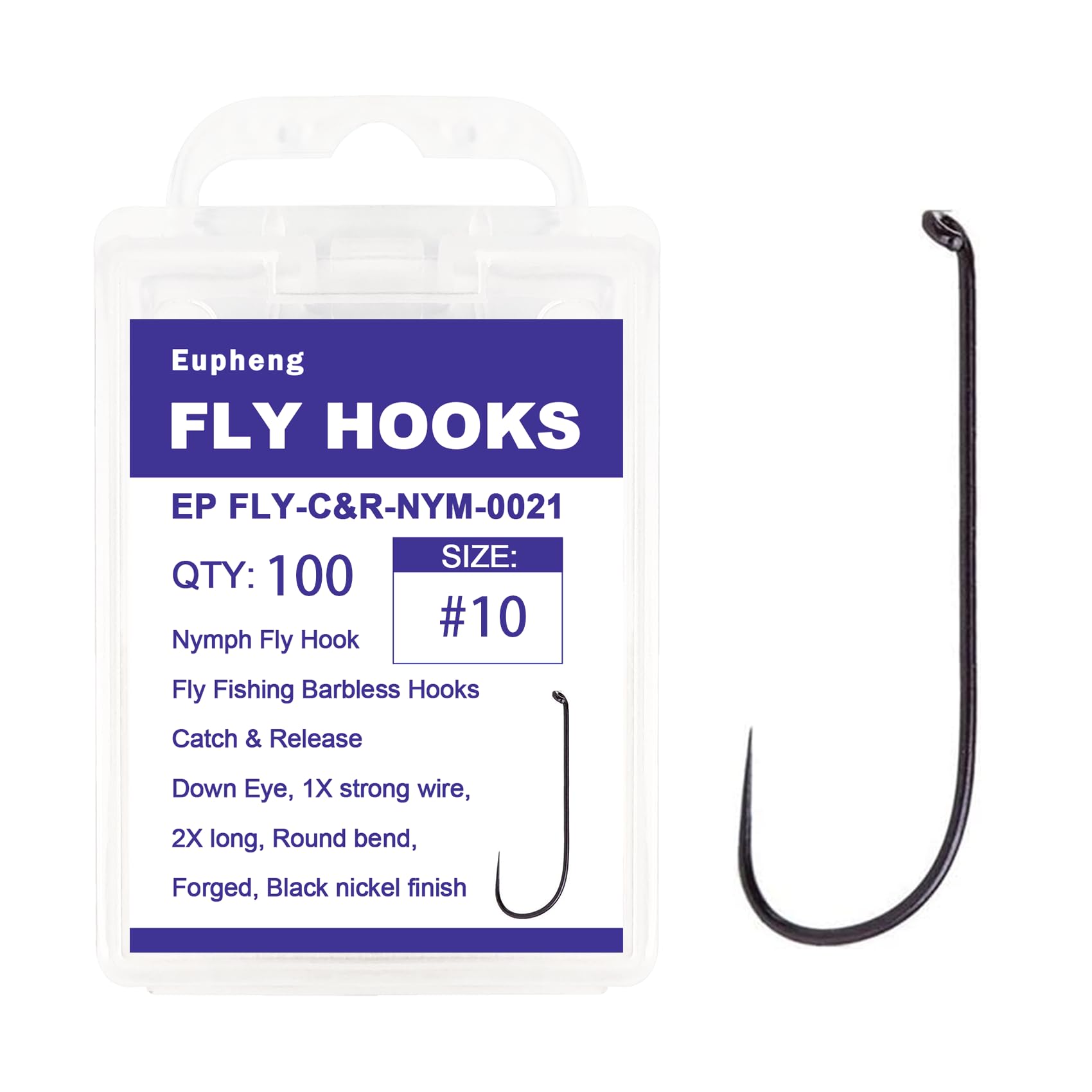 Buy Eupheng Fly Fishing Hooks 100pc Pack Barbless Catch & Release Dry