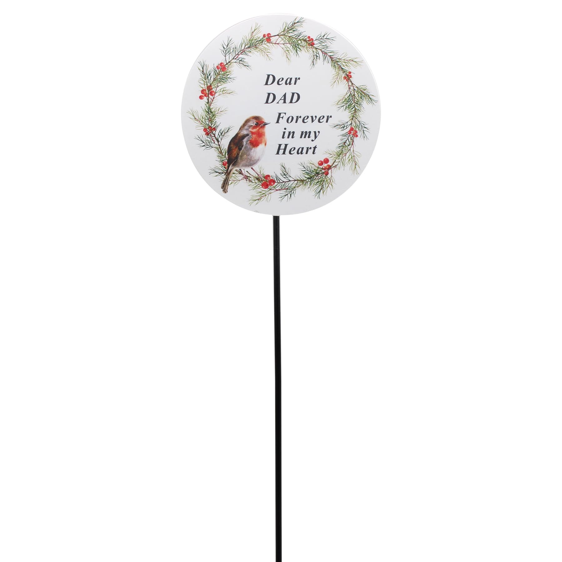 Widdle Gifts Graveside Memorial Plaque on a 26cm Stick with Robin Design and Elegant Wording (Dad 0257)