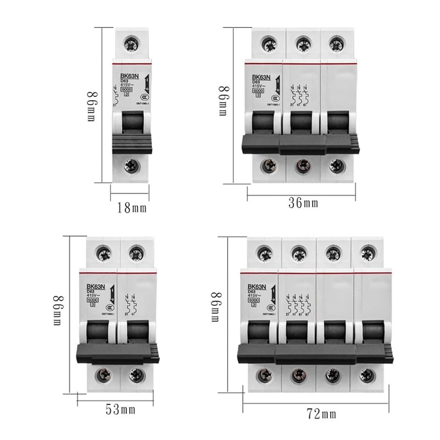 Small Circuit Breaker air Switch BK63N 2P 1/2/3/4/6/10/16/20/25/32/40/50/63A(1A 2P)