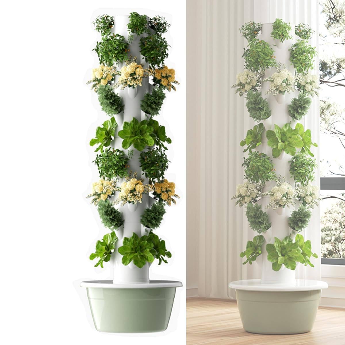 Sistema de cultivo hidropónico, jardín vertical con 4 luces LED de cultivo para hierbas y verduras, kit de germinación de plantas de interior, 7 capas, 53 x 134 cm