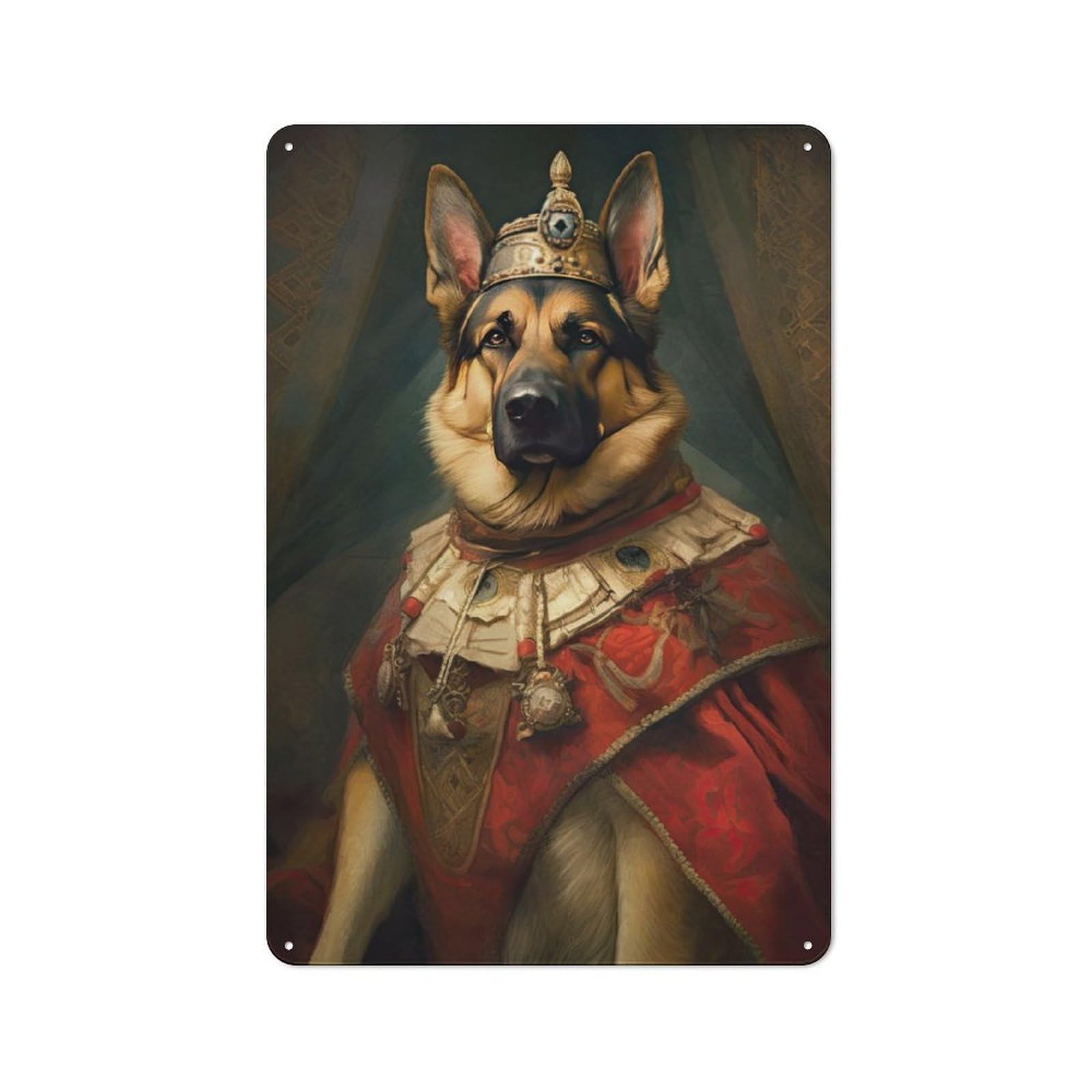 Junmoney German Shepherd The King Metal Plaque 30X20cm With For Garage Wall, Retro Decor, For Themed Interiors In Garages And Workshops