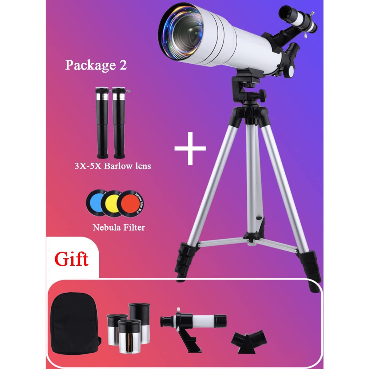 Telescopio para niños Principiantes,Apertura de 114 mm telescopios para astronomía Adultos,Regalos para Adolescentes Chicos,Telescopio astronómico portátil con trípode Ajustable y Mochila