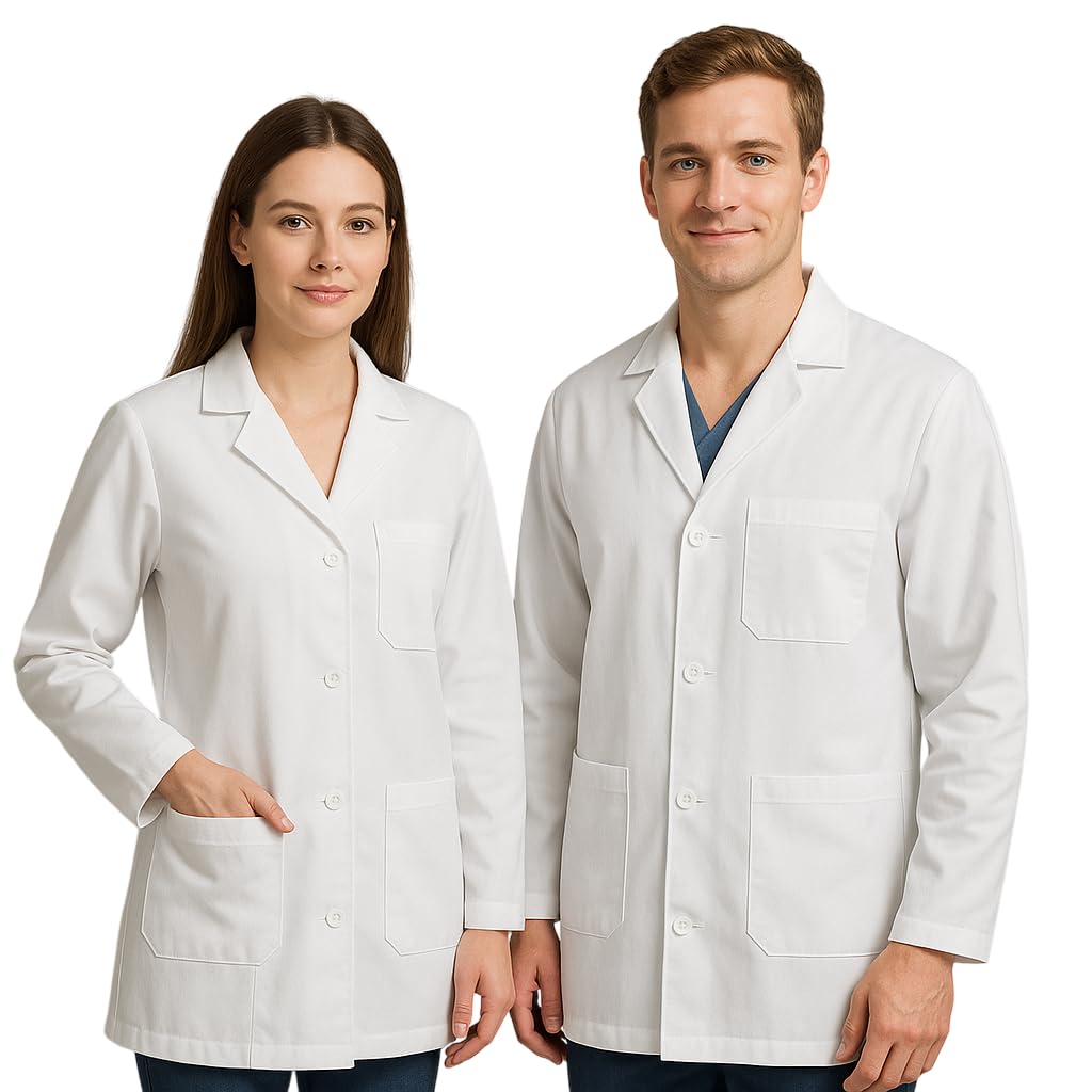 Lab Coat Unisex Full Sleeve โ White | Anti-Wrinkle | 3 Pockets | Machine Washable | Ideal for Doctors, Students, Labs & Hospitals