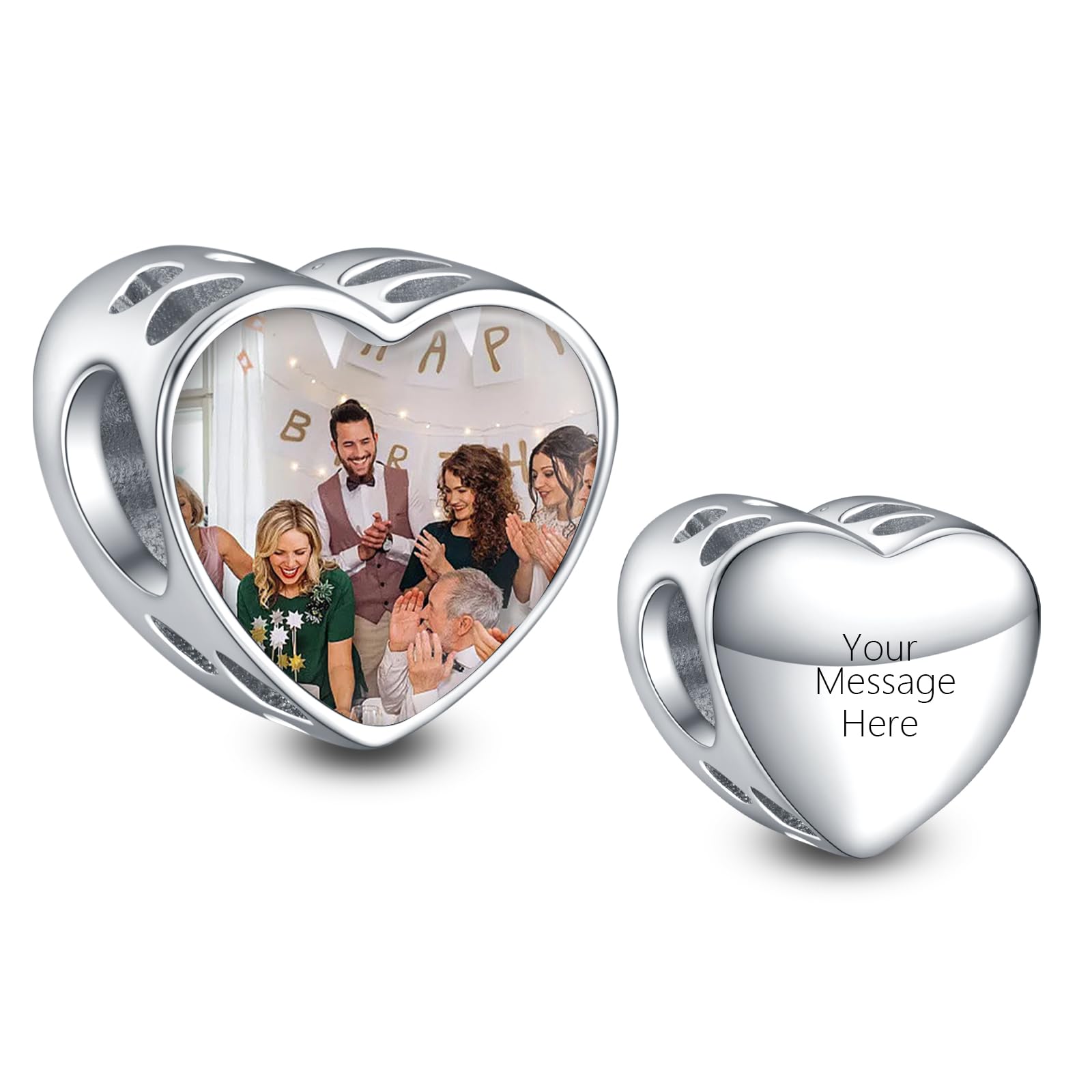NINGAN Personalizada Foto Charm Beads 925 Plata de Ley Gatos y Perros Bebé, Fotos de Familia Descendiente Personalizado Charm Regalos de Familia y Amigos