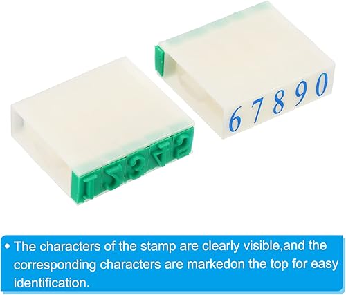 Miniatura 4 de PATIKIL Sellos de números desmontables, juego de 2 sellos numéricos del 0 al 9, juego de combinación de sellos de números, sello inicial, tamaño de