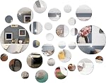 DIY Wall Decals Acrylic Mirror Sticker Set 60 Pcs, Circle Mirror Wall Stickers for Living Room Bedroom Decor (Black)