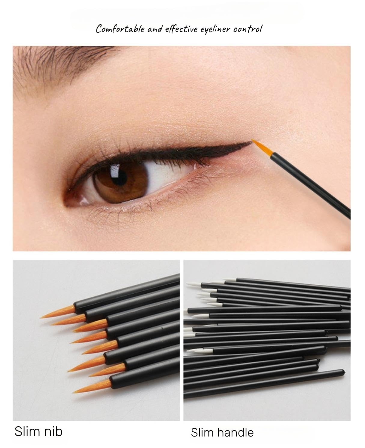 50Pcs Disposable Eyeliner Brushes Hooded Eyeliner Brush Eye Liner Wands Eyeliner Makeup Brushes Makeup Eyeliner Tool Sticks