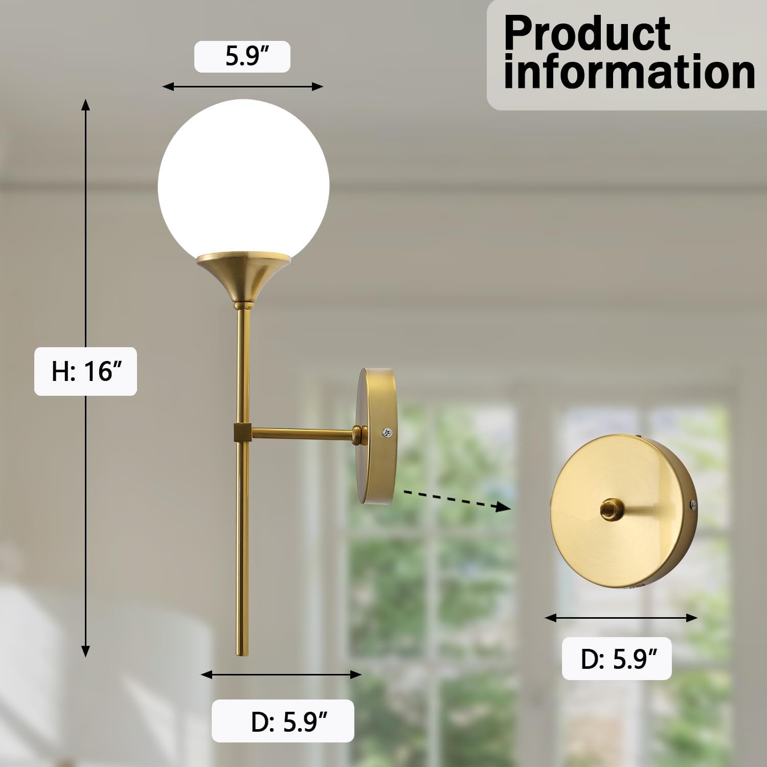 Golden Wall lamp Glass Ball, Modern Wall Sconces LED for Living Room Bedroom Bedside Restaurant Bathroom Corridor Aisle Lighting