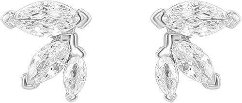 Miniatura 4 de PAVOI 14K Gold Plated Dainty Stud Earrings for Women - 925 Sterling Silver Posts Earrings with Cubic Zirconia - Celestial Lightning Bolt, Moon,