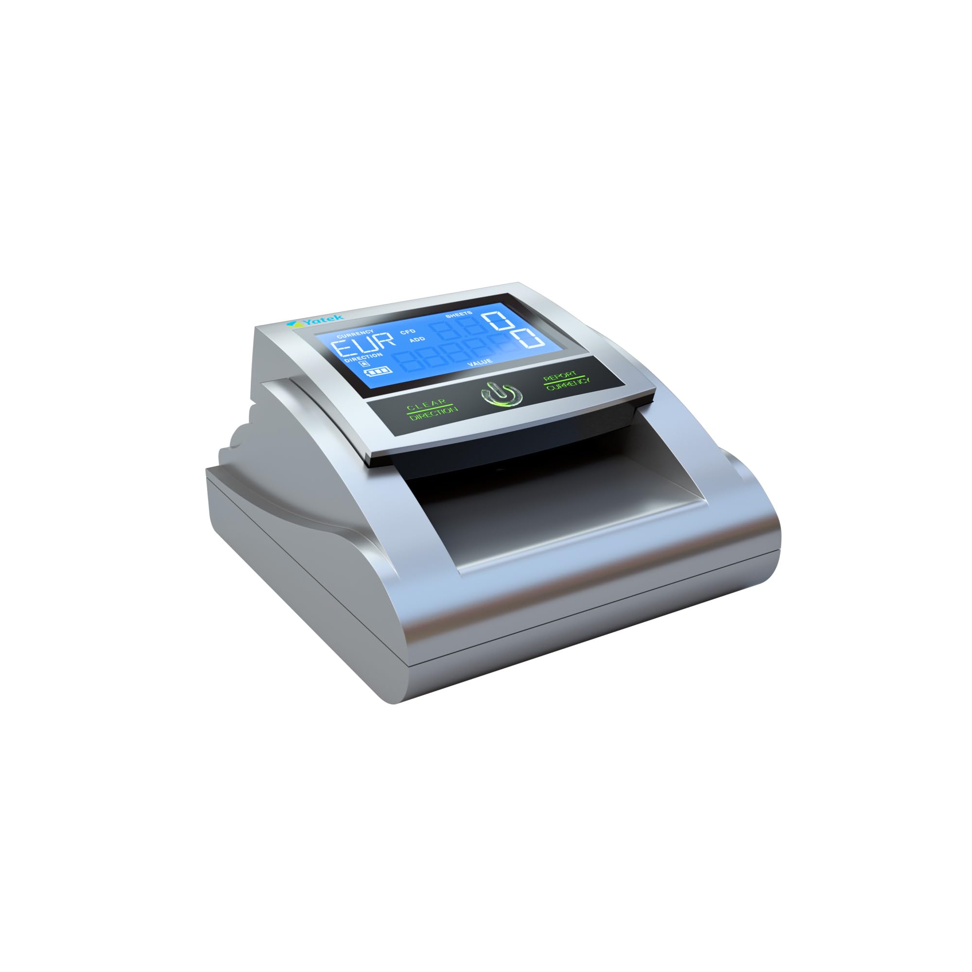 YATEK Rilevatore di banconote false EC580 con 6 metodi di rilevamento, con batteria inclusa e Pronto per le nuove banconote da 100 e 200 €