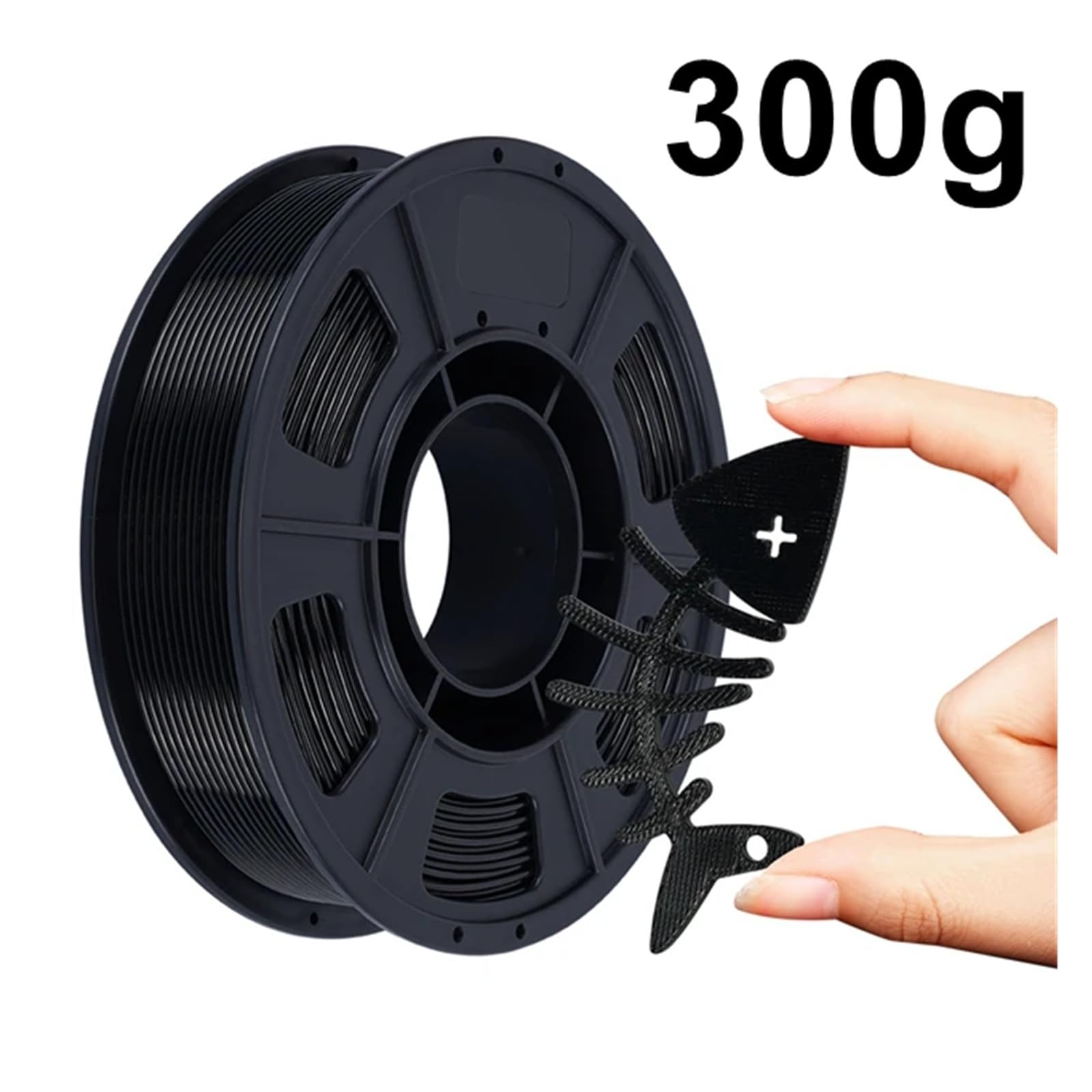 Filament 1,75 mm 0,3 kg flexibles 95A weiches 3D-Druckermaterial, 200 g 300 g Spule(TPU 300g Black)
