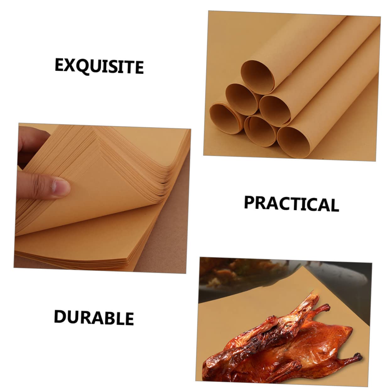 COLLBATH Hojas de Papel Encerado Resistente Grasa y Contacto Directo Comida para Envolver Alimentos 300 Adecuado para Envolver Papas Fritas y Quesos