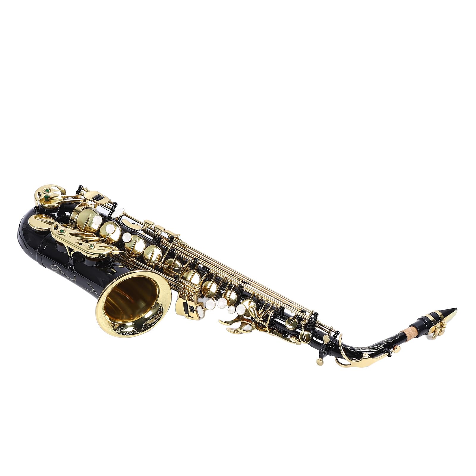 HUIOP Mib sassofono contralto ottone laccato oro mi piatto sax 82Z tipo chiave strumento a fiato con spazzola per la pulizia guanti di stoffa cinturino custodia imbottita,bE Sassofono contralto
