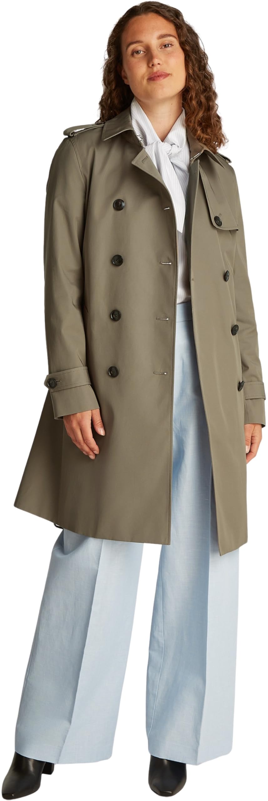 Tommy Hilfiger Damen Trenchcoat Cotton Slim Fit Kurz
