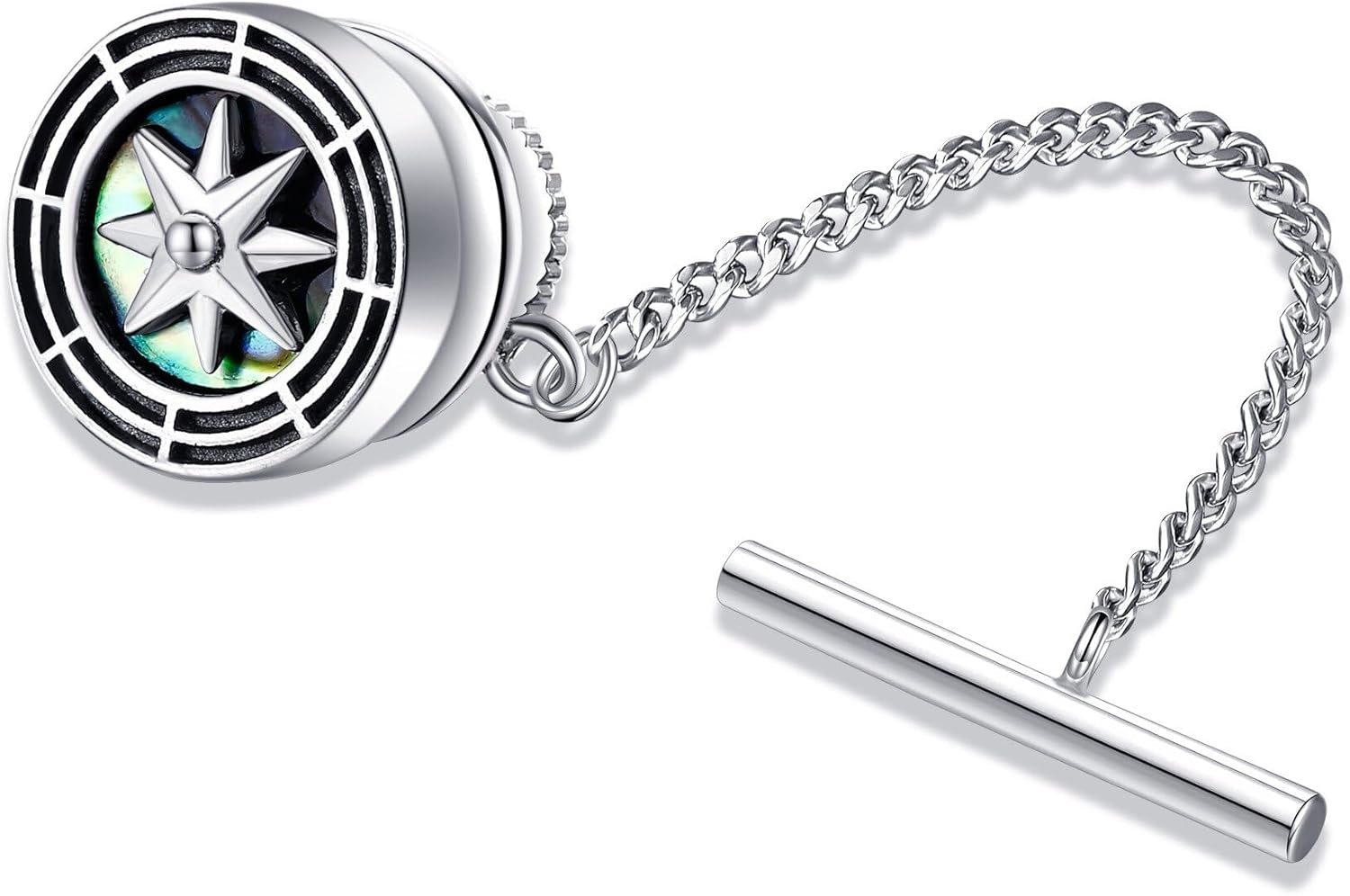 Tie Tacks for Men Sterling Silver Abalone/Black Onyx/Masonic/Viking Tie Tacks Tie Jewelry Accessories Valentine's Day/Graduation Gifts for Him