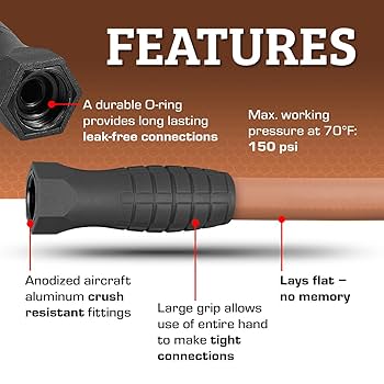 Flexzilla 50' Red Mulch Garden Hose with SwivelGrip Connections