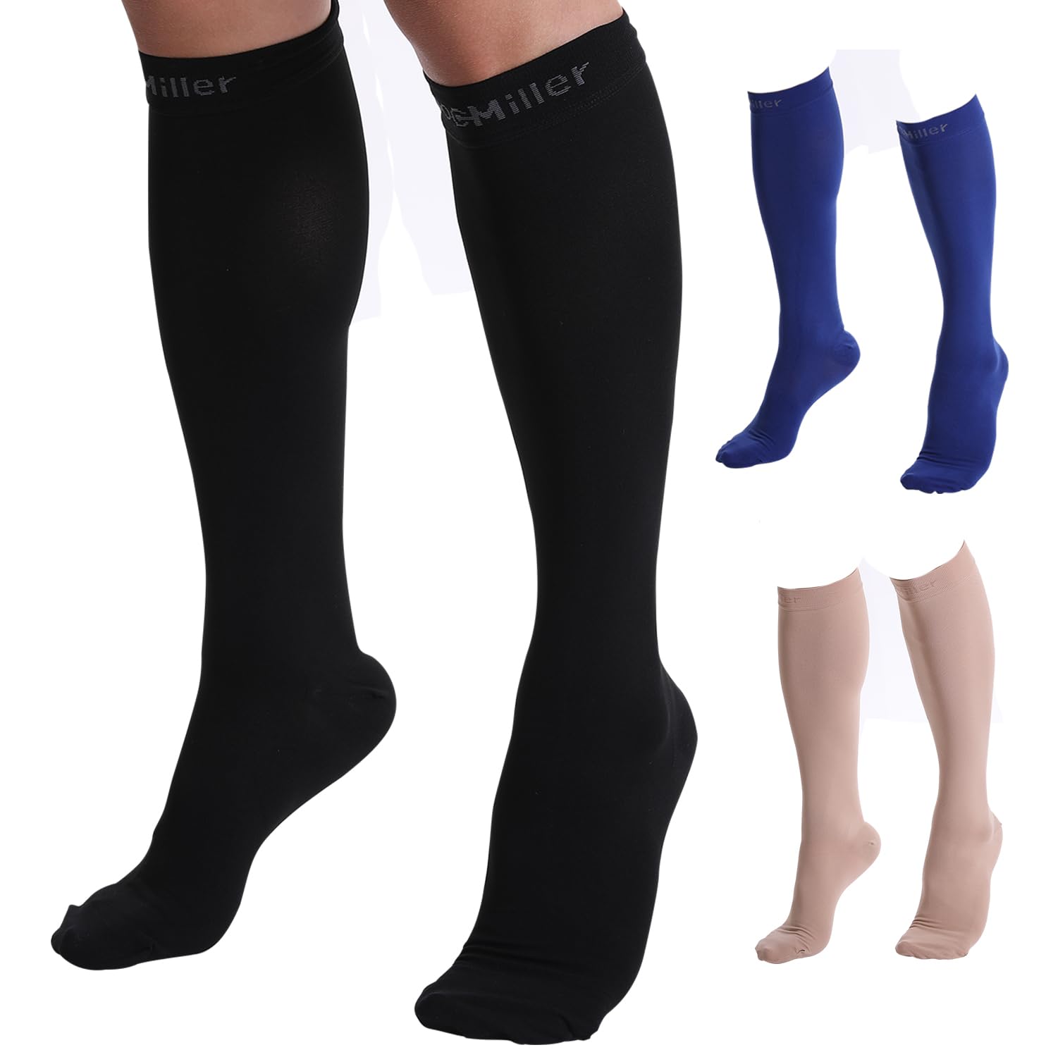 Doc MillerDoc Miller Compression Socks for Women and Men - 15-20mmHg - Graduated Compression Socks for Improved Circulation, Varicose Veins and Shin Splints, Black, 3X-Large