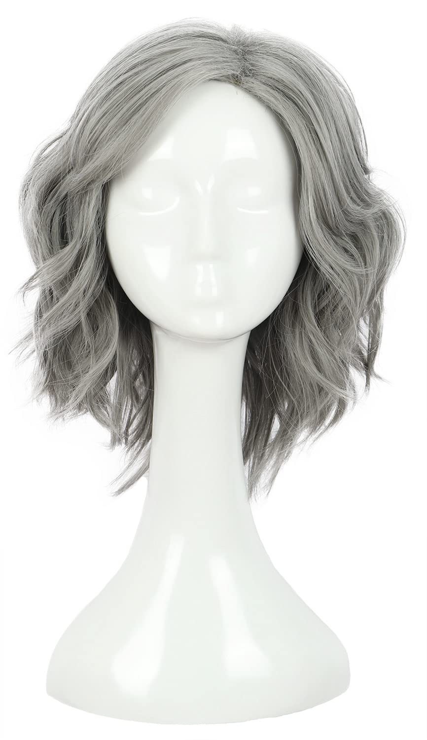 karlery Old Lady Gray Wavy Wig Natural Looking Daily Halloween Cosplay Party Wig karlery Old Lady Gray Wavy Wig Natural Looking Daily Halloween Cosplay Party Wig