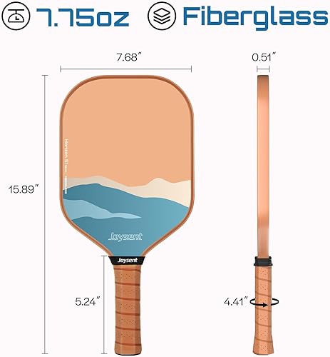 Miniatura 4 de Juego de 2 palas de pickleball con 4 bolas, raqueta de pickleball de fibra de vidrio, núcleo de panal de abeja, pala ligera para hombres, mujeres,
