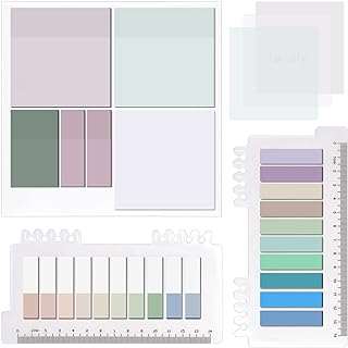 Transparent Sticky Notes and Tabs Set, 700 Sheets Strong Adhesive Waterproof Morandi Color Clear Sticky Notes, Page Markers for Books, Annotating, Plan, Office, School, Studying, Readers