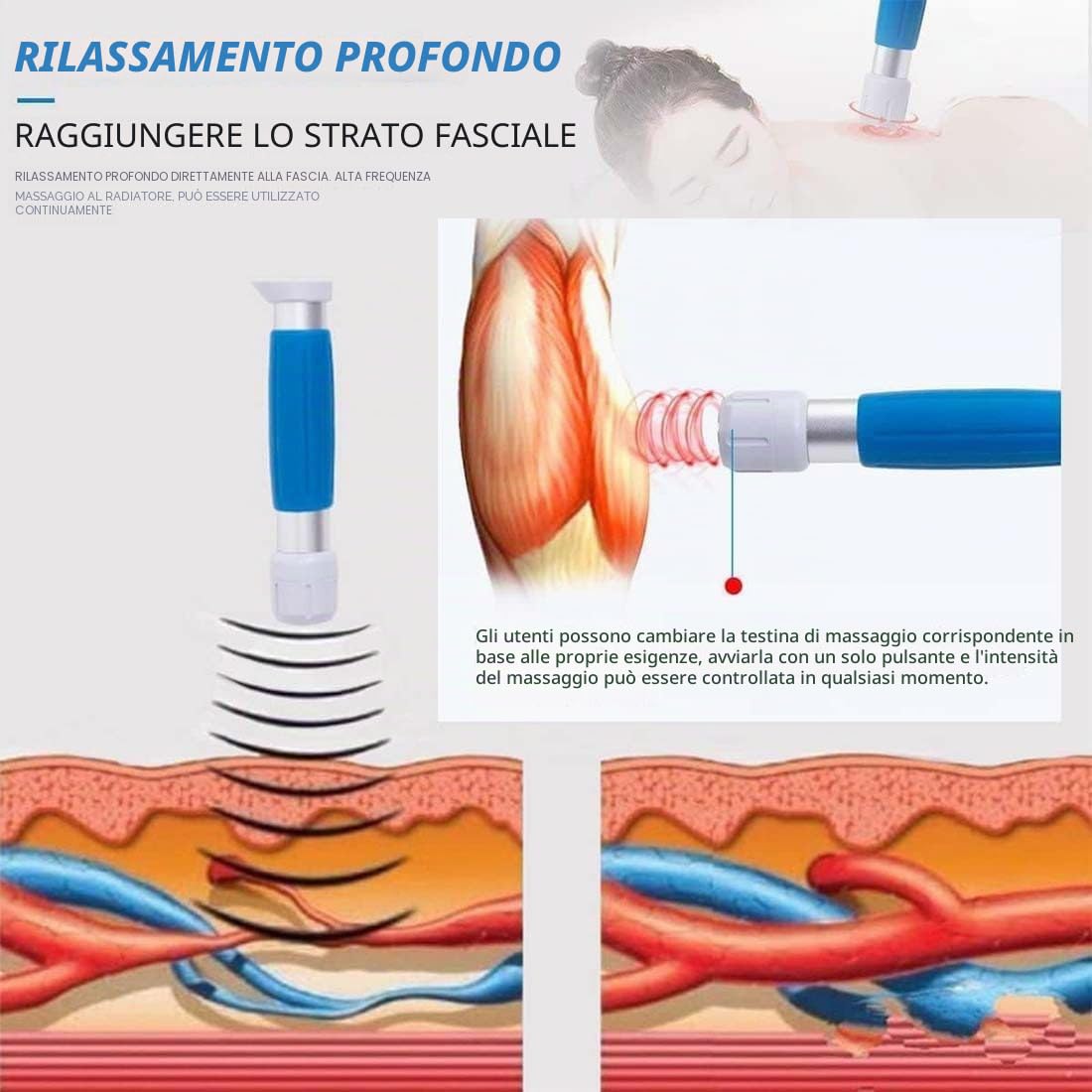 Elettromagnetico Macchina per Terapia Ad Onde D'urto Muti-Funzionale Shockwave Therapy Machine Massaggiatore per Alleviare Il Dolore Muscolare 5 Teste di Massaggio per Disfunzione Erettile