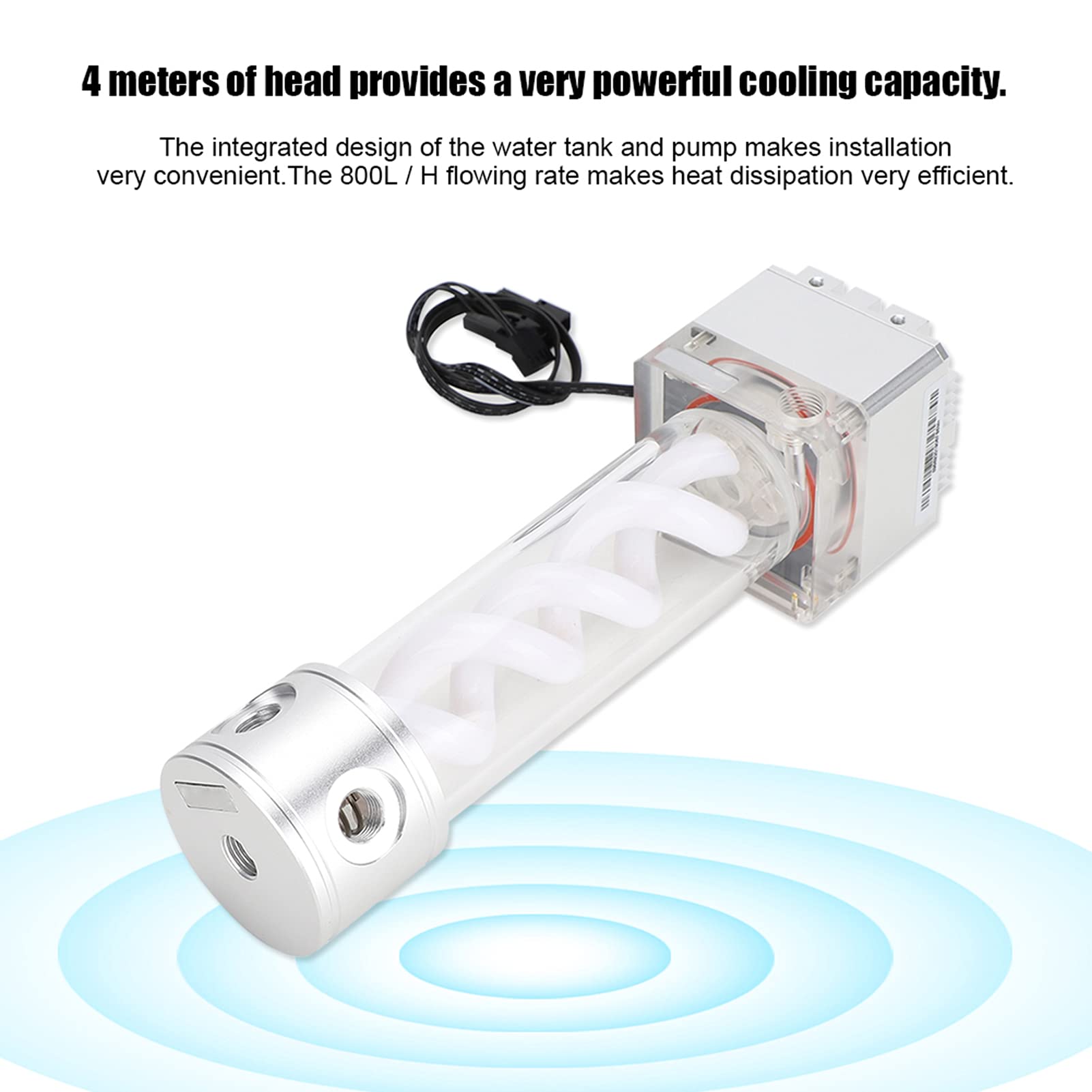 Serbatoio della Pompa di Raffreddamento 'Acqua con Anodo in Alluminio per gli Appassionati di PC Che Costruiscono Sistemi di Raffreddamento Ad Acqua Personalizzati, Po (SILVER)