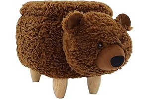 Critter Sitters Kids 14-In. Seat Height Brown Bear Animal Ottoman with Storage