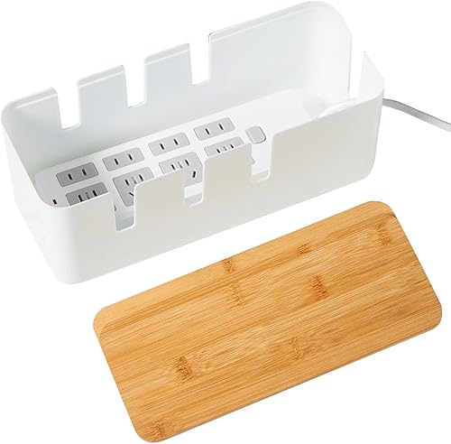 Miniatura 1 de Caja de cables  Funda de cable de madera, funda para ocultar cables, organizador resistente contra sobretensiones, elegante almacenamiento de