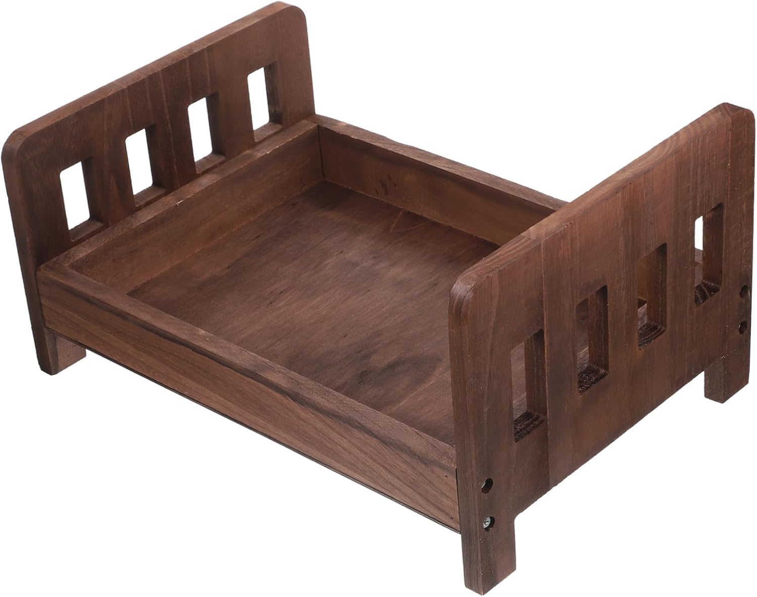 Housoutil Baby Photography Props Wooden Mini Bed Newborn Photo Prop Set for Decorative Photo Shoots