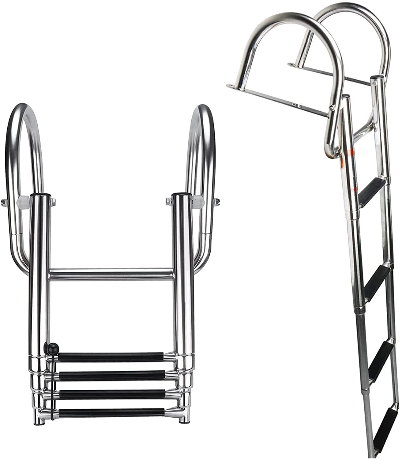 Scala di varo per Yacht, Scala per Barche a pontone a 4 gradini telescopica portante 440 libbre, scaletta Pieghevole per Barche a 4 sezioni, per Yacht Marino/Piscina