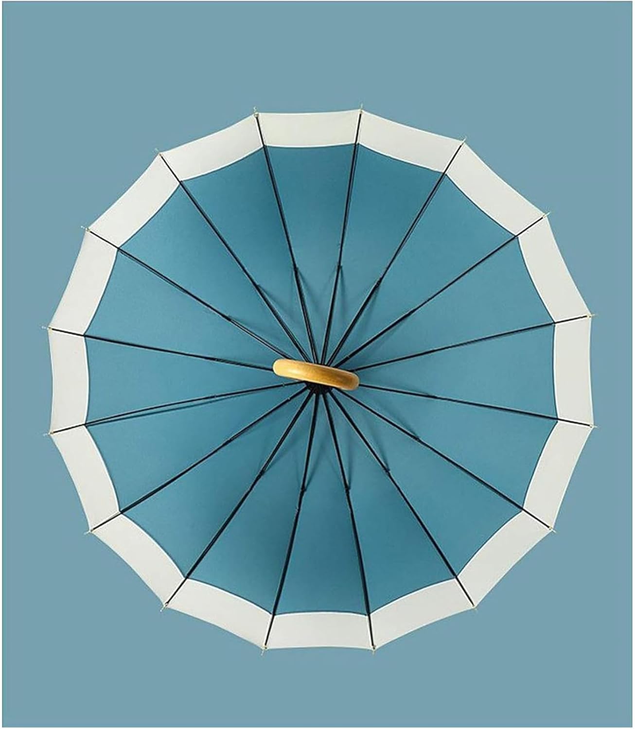 Stick Umbrellas Stylish Plain Umbrella Small Fresh Design, Spliced Long-Handled Straight Umbrella, 16-Strand Curved for Sun and Rain Stylish (B)