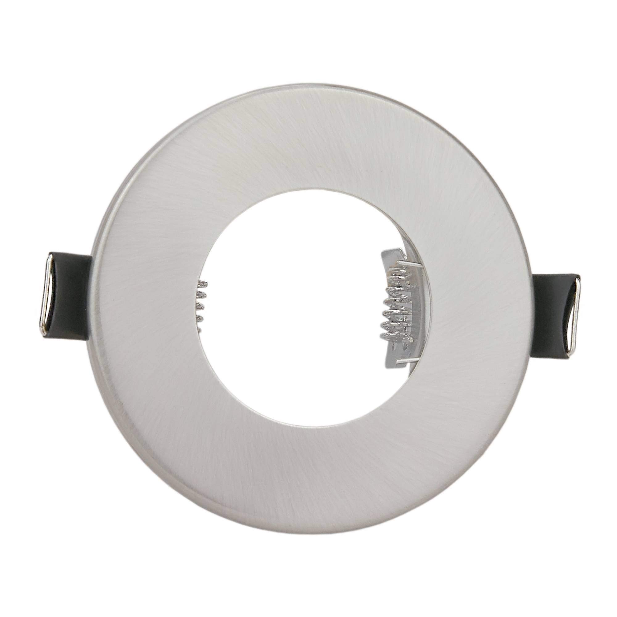 6x LED Einbaustrahler Set Bad Edelstahl gebürstet 7W warmweiß super flach rund 230V - IP44 für Badezimmer Außen Feuchtraum - 55mm Bohrloch GU10 Strahler Spot