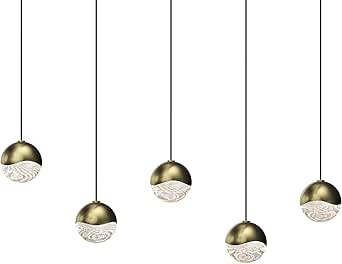 Sonneman Grapes 5-Light Rectangle Small LED Pendant - Brass