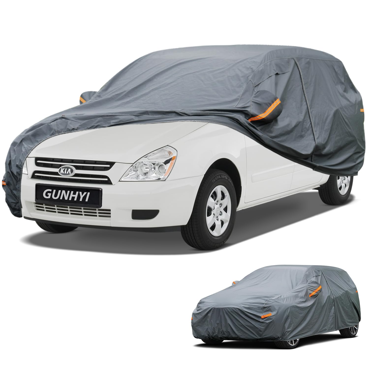 GUNHYI Premium Car Cover Custom Fit Kia Sedona, 16 Layers Heavy Duty Car Cover Waterproof All Weather with Zipper Door for Sun Rain Snow Dust Uv Protection