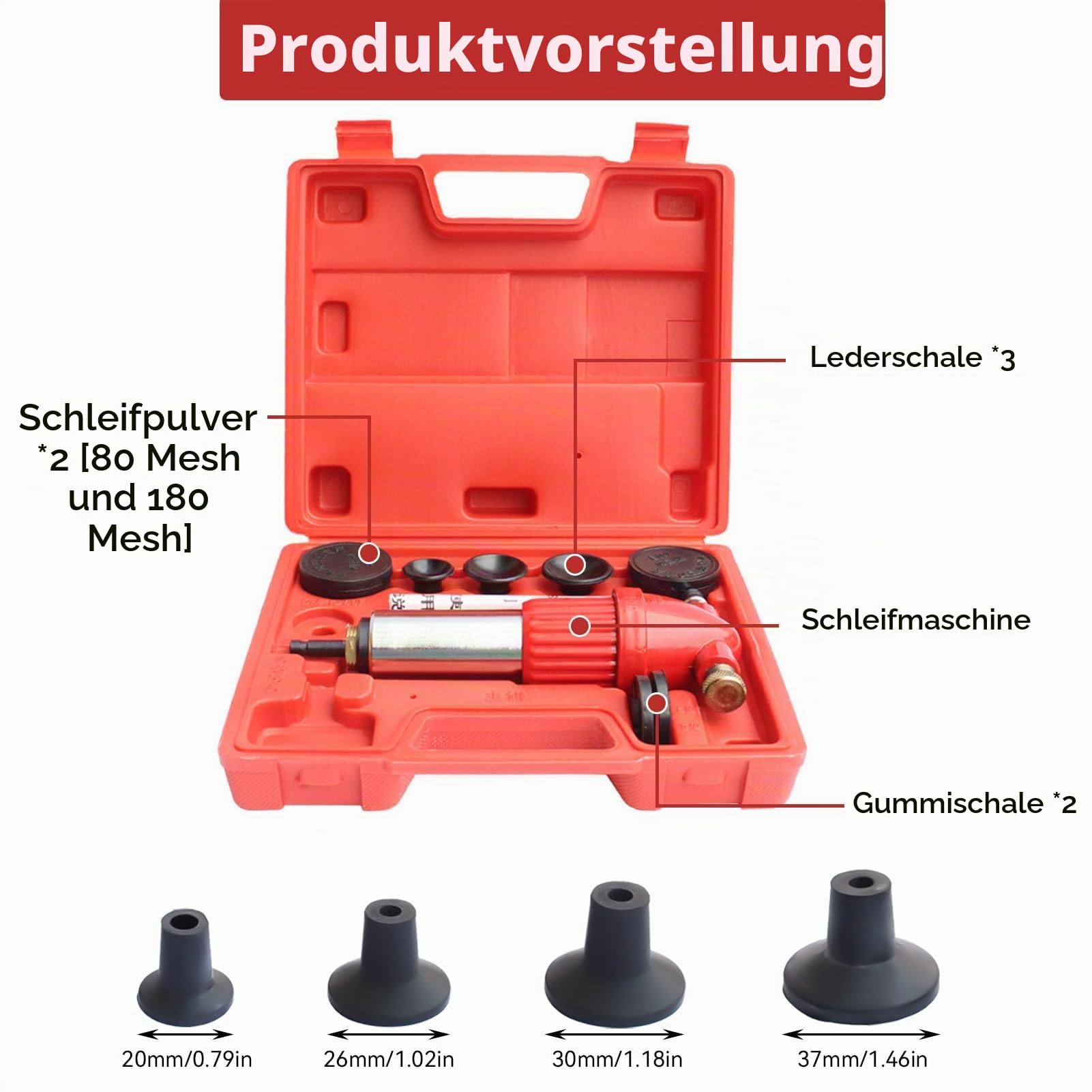 Pneumatisches Motorventil Läppen Schleifwerkzeugsatz, Auto Luft Betreiben Motor Zylinderkopf Ventil Schleifer Bremsen Entlüftungsgerät Bremsenentlüfter Universal Ventil Reparaturwerkzeuge