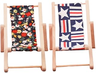 Totority 2 Pçs Casa De Boneca Cadeira De Praia Miniture Decoração Móveis De Madeira Em Miniatura Móveis De Jardim Móveis De Brinquedo Acessórios Para Casa Móveis De Madeira Mini Cadeira De