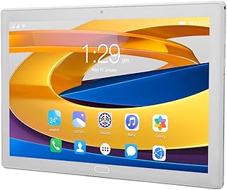 Eulbevoli Smart Tablet, 3 Card Slots USB C Port 6GB RAM 128GB ROM Front 5MP Rear 8MP 10.1in HD Tablet Support GPS UK Plug 100‑240V for Travel for Studying (Silver)