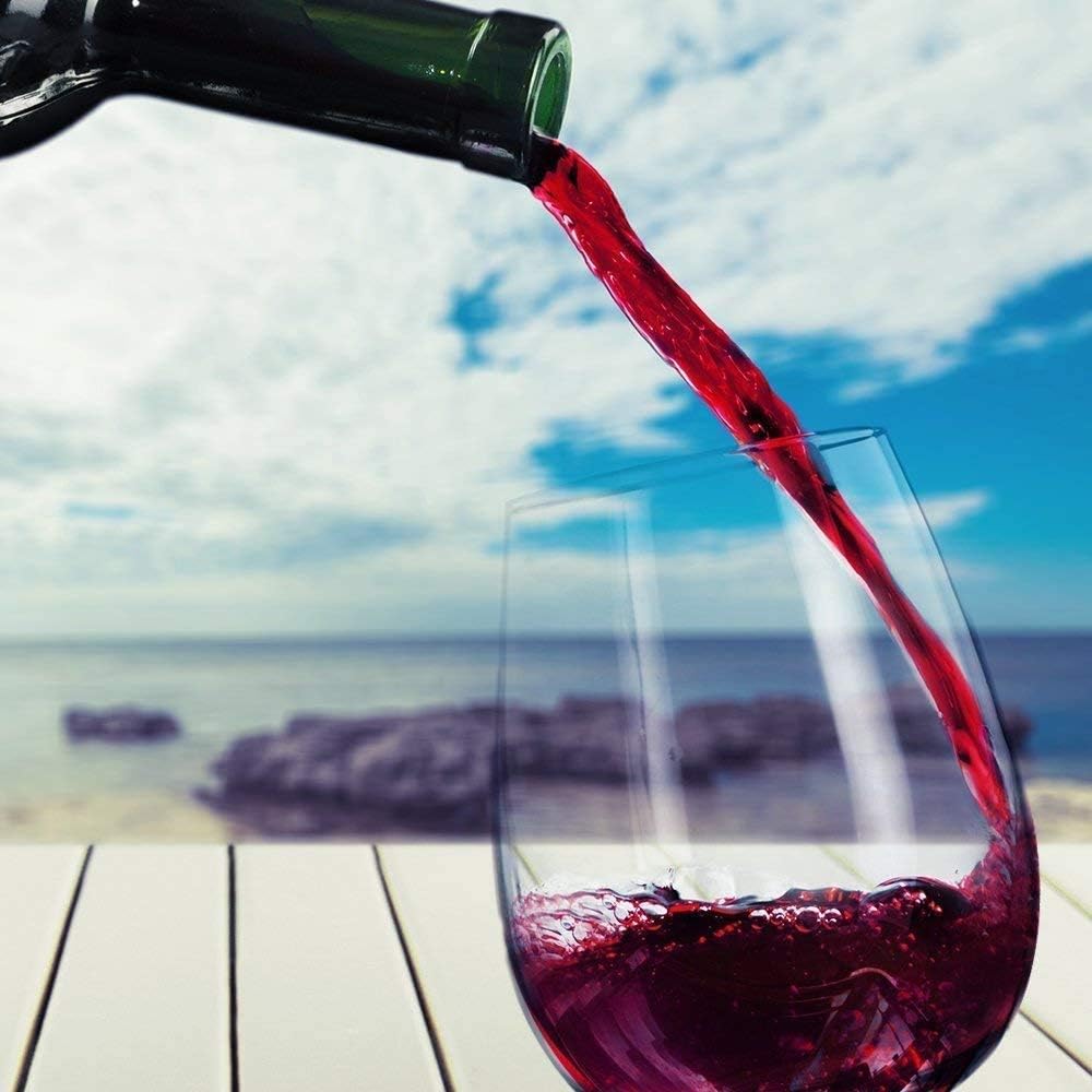 Unbreakable Stemless Wine Glasses | Set of 6 | 100% Tritan Shatterproof Plastic | 16 Oz | Dishwasher Safe