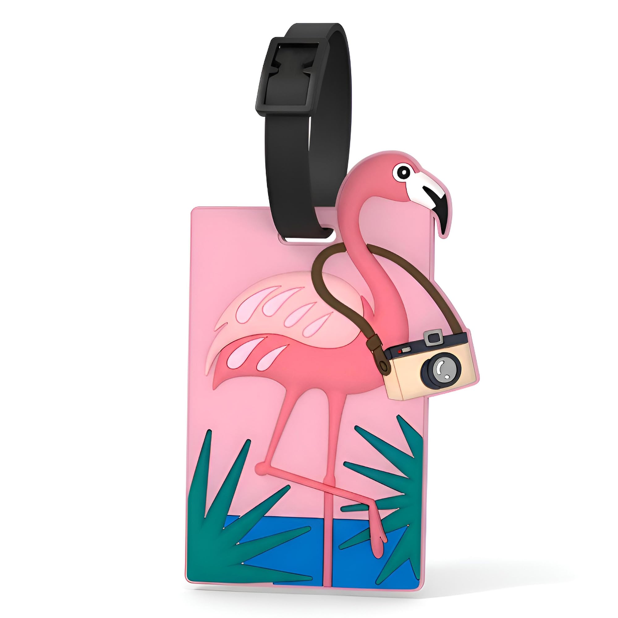 Flamingo Silicone Luggage Tag – Cute Tropical Bag ID Label for Suitcases & Backpacks, Durable Travel Accessory with Name Card for Kids, Teens & Adults
