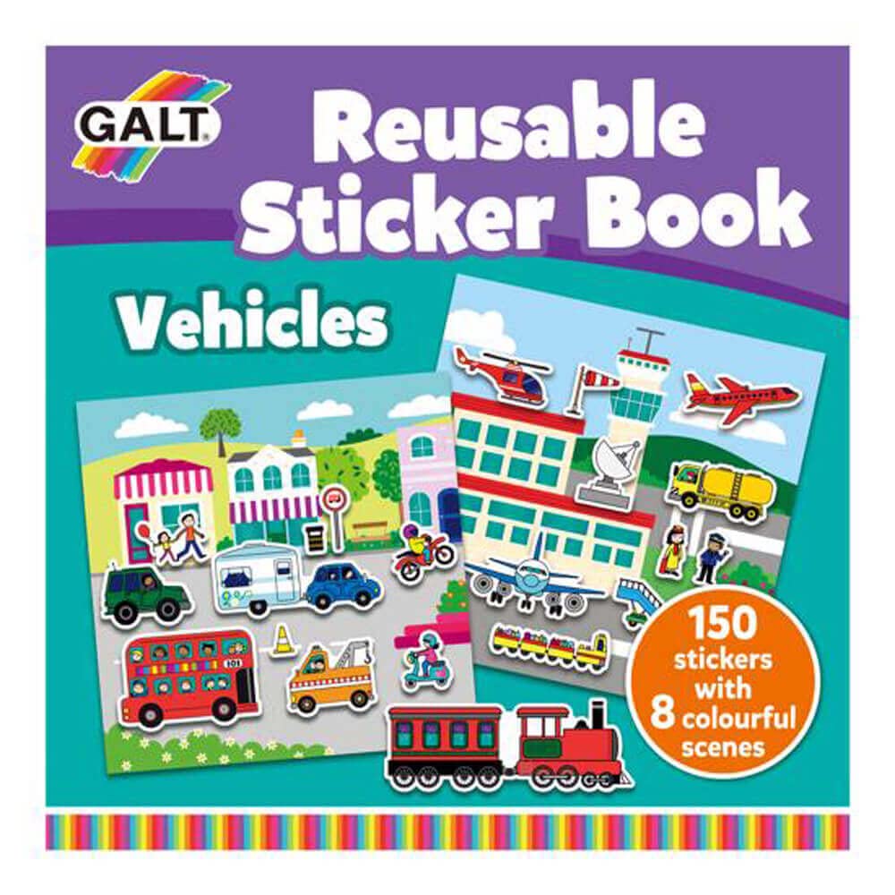 Galt Toys 1005107 Reusable Sticker Book-Vehicles, Multi