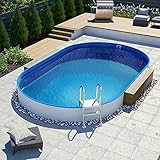 POOL Total Poolset Silber Oval Ø8,00x 4,00 x 1,20m teileingelassen, Blau