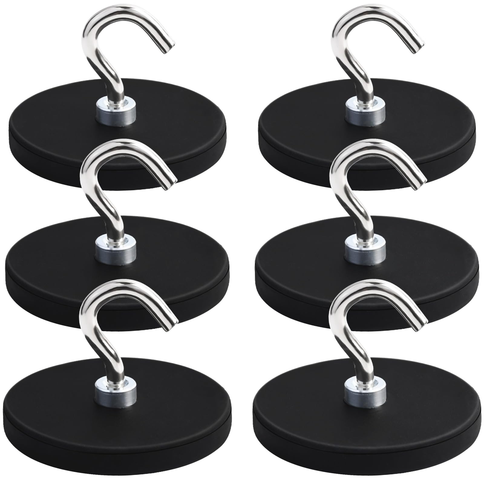 MIN CI 6 imanes de neodimio extrafuertes, ganchos magnéticos extra fuertes, diámetro de 43 x 6 mm, M4, imanes con orificio, cabeza avellanada, imanes para atornillar, redondos, imanes grandes con
