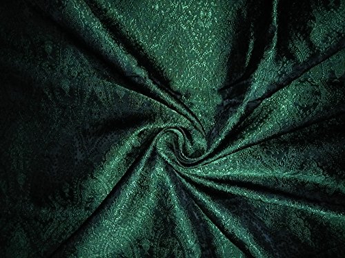 Tissu brocart de soie d'ameublement et habillement vert victorien motif noir BRO99