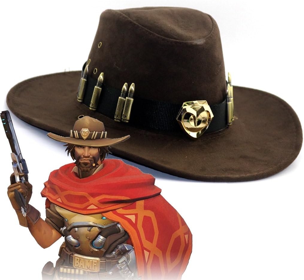 hcoser OW Jesse Mccree Cowboy Hat Cosplay Caps Accessory Fancy Dress for Adult