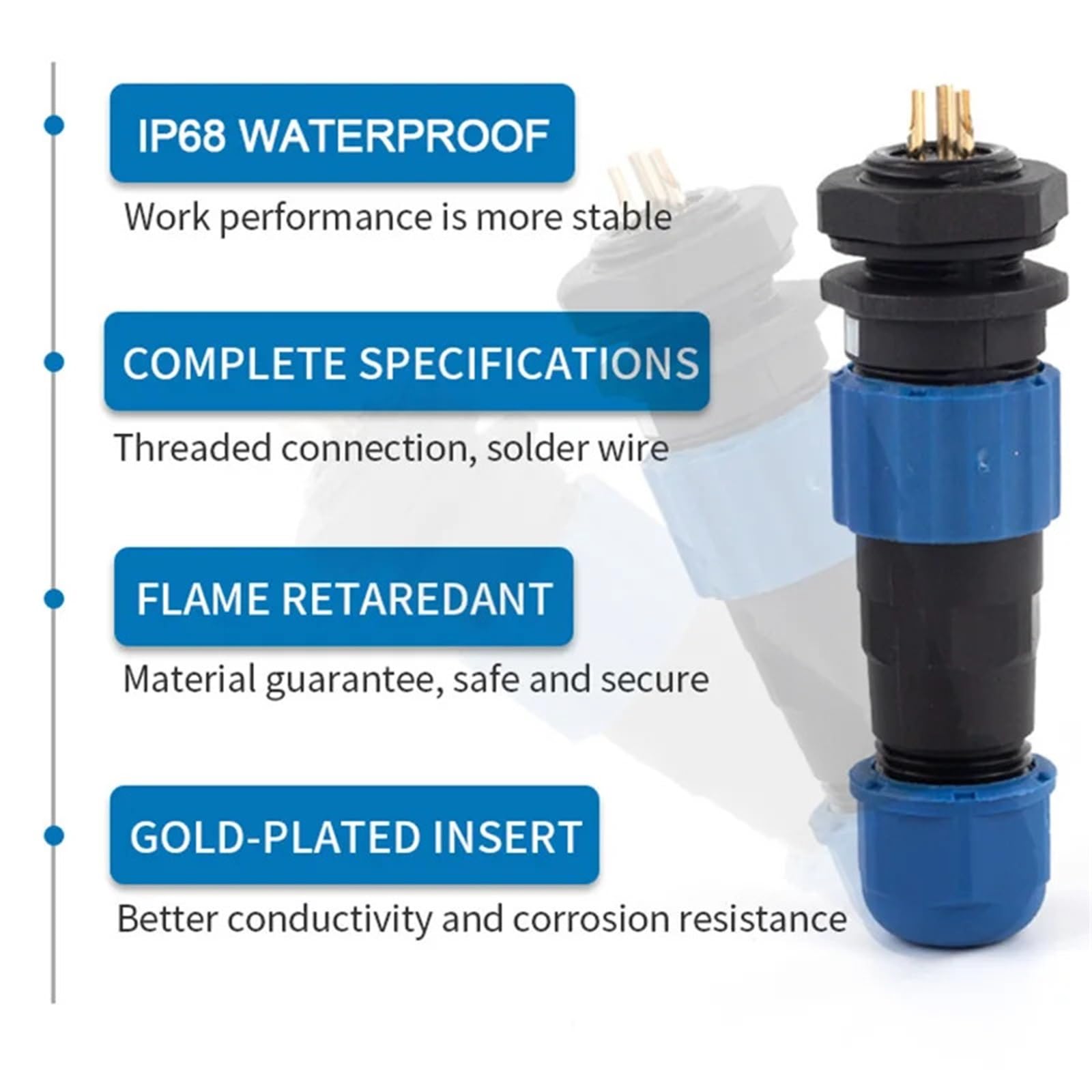 Conector Impermeable Soldado SP16 IP68 de 2-9 Pines, Montaje en Panel Equipo eléctrico, Enchufe Macho Hembra for Cable 6-8mm