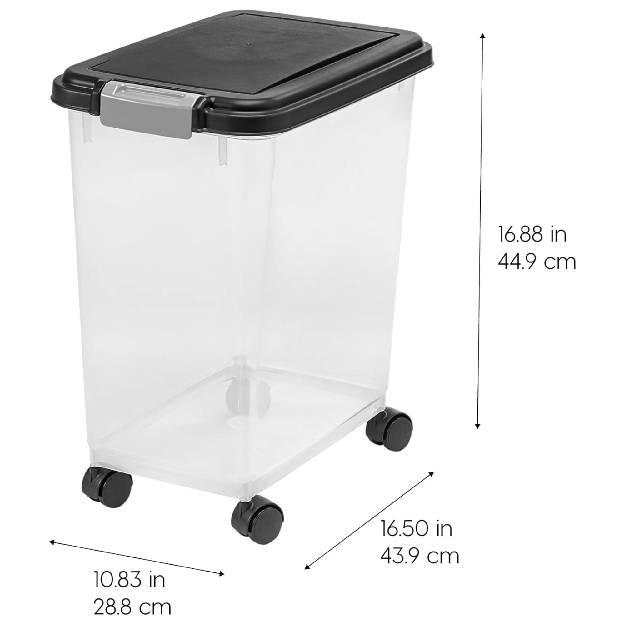 Iris Ohyama Hundefutter Aufbewahrung mit Rollen, 30L/11kg, Schwarz, Luftdichte Futterbox, Trockenfutter, Futterbehälter, Für Hunde, Katzen, Tierfutterbehälter, BPA-frei, Futtertonne, MP-8