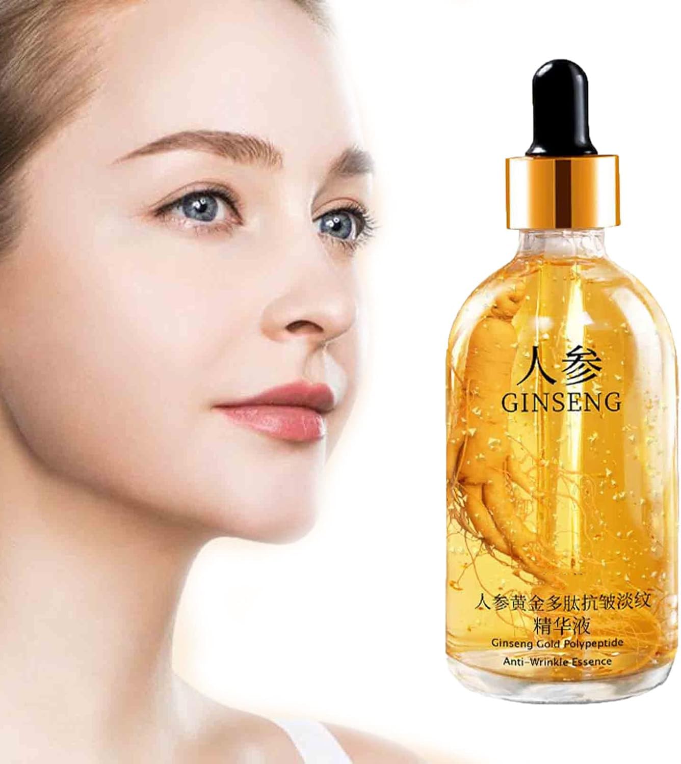 One Ginseng Per Bottle-Ginseng Gold Polypeptide Anti-Ageing Essence, Ginseng Polypeptide Anti-Ageing Essence, Korean Ginseng Face Serum, Ginseng Anti-Wrinkle Essence, for All Skin Types (1PC)